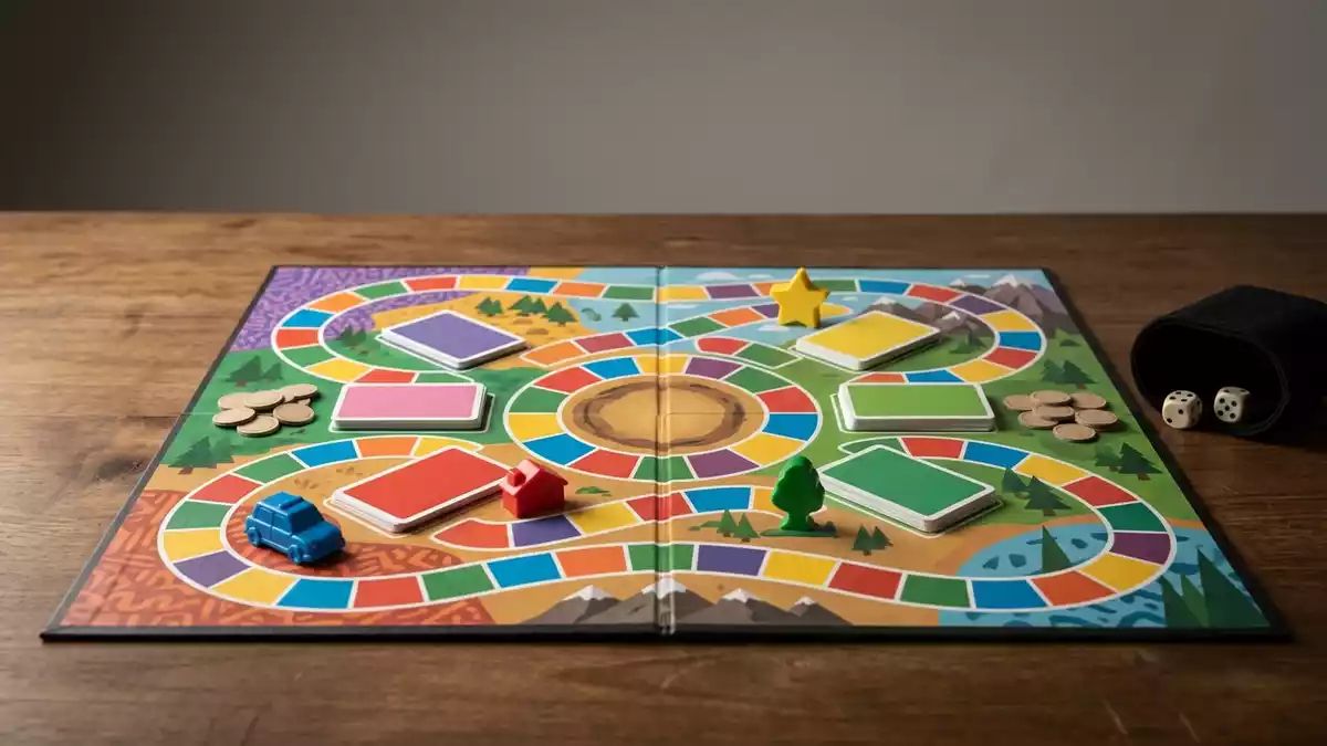 Fotorealistische Studioansicht von Quizspiel in neutraler Produktdarstellung, neutral