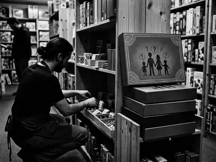 Schwarzweiss-Reportage mit Quizspiel zum Thema Trivial Pursuit Master Edition, hoher Kontrast, sachlich dargestellt - Foto: THN