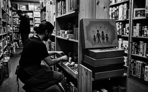 Schwarzweiss-Reportage mit Quizspiel zum Thema Trivial Pursuit Master Edition, hoher Kontrast, sachlich dargestellt - Foto: THN