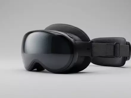 Fotorealistische Studioaufnahme von VR-Headset zum Thema Apple Vision Pro 256GB, klare Lichtfuehrung - Foto: THN