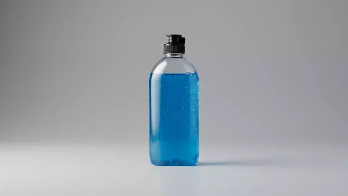 Fotorealistische Studioansicht von Geschirrspuelmittel in neutraler Produktdarstellung