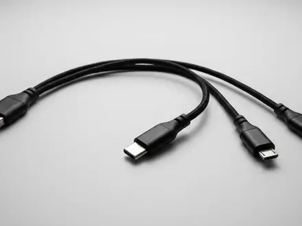 Fotorealistische Studioaufnahme von Adapterkabel zum Thema UGREEN USB-C auf Micro-USB, klare Lichtfuehrung - Foto: THN