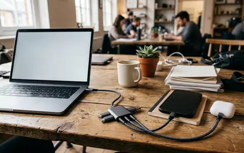 Fotorealistische Aufnahme von Adapterkabel im Buero zum Thema UGREEN USB-C auf Micro-USB, natuerliches Licht - Foto: THN