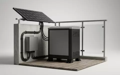 Fotorealistische Studioaufnahme von Balkonsolarspeicher zum Thema Anker SOLIX Solarbank 2, klare Lichtfuehrung - Foto: THN