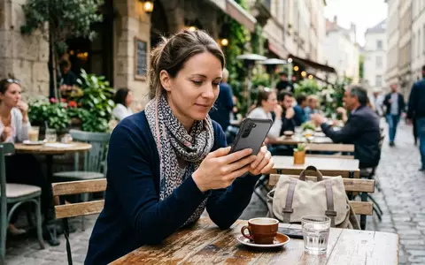 Fotorealistische Aufnahme von Smartphonehuelle im Cafe zum Thema OtterBox Commuter Series Samsung, natuerliches Licht - Foto: THN