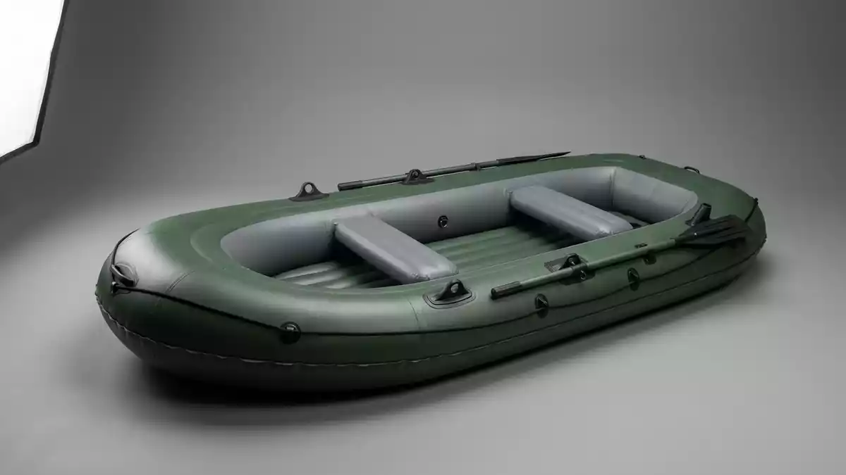 Fotorealistische Studioansicht von Schlauchboot in neutraler Produktdarstellung
