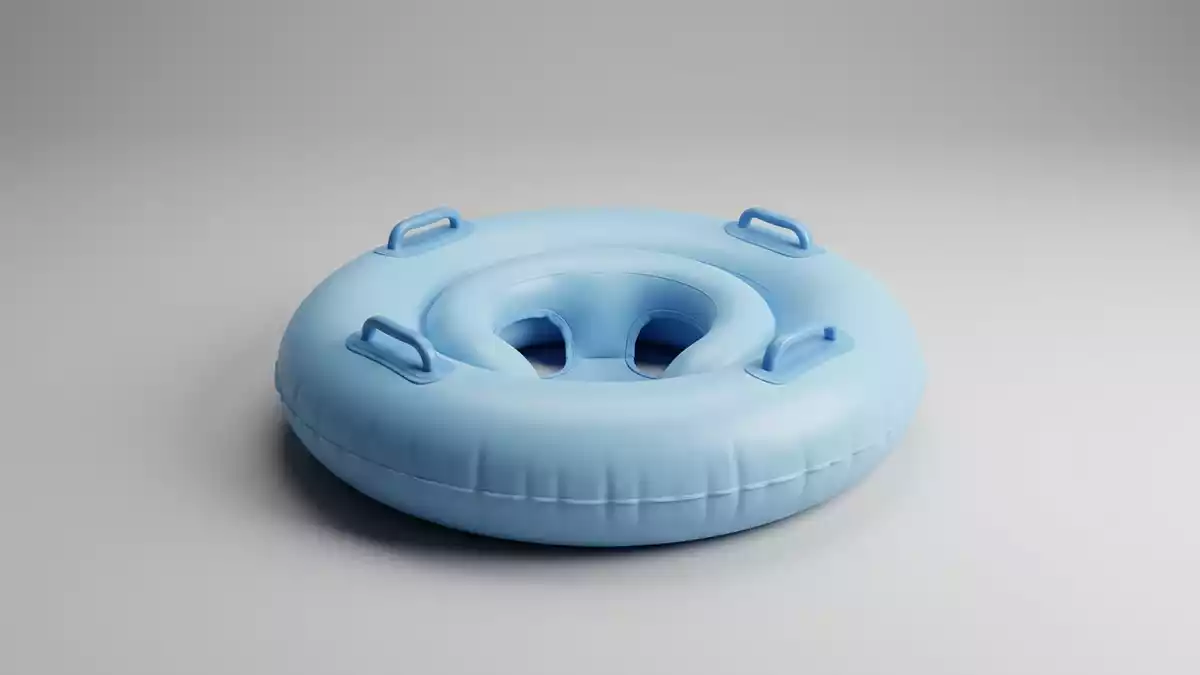 Fotorealistische Studioansicht von Baby Schwimmring in neutraler Produktdarstellung