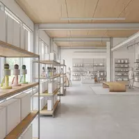 Architektur-Render im Spielwarengeschaeft mit Kindermikrofon zum Thema VTech Kidi Super Star, neutrales Tageslicht - Foto: THN
