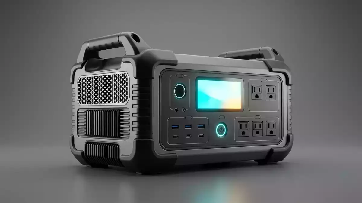 Fotorealistische Studioansicht von Powerstation in neutraler Produktdarstellung