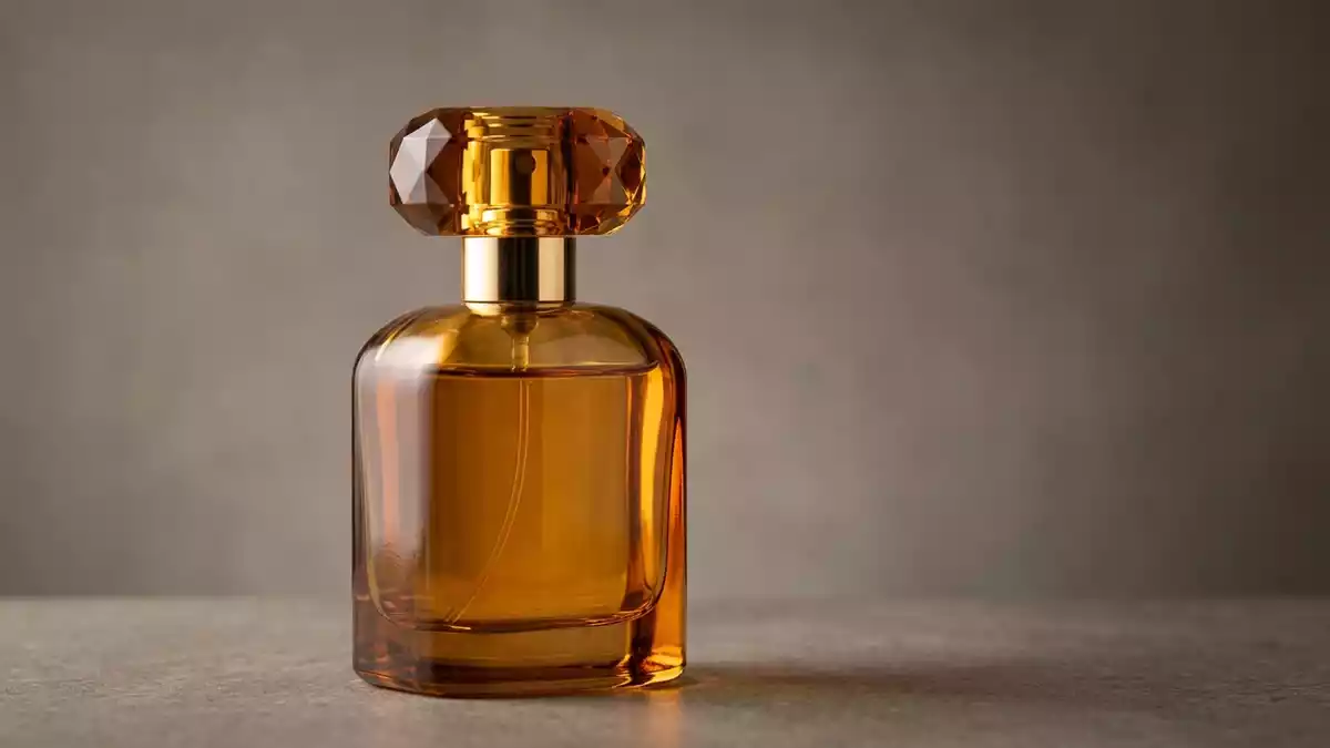Fotorealistische Studioansicht von Eau de Parfum in neutraler Produktdarstellung