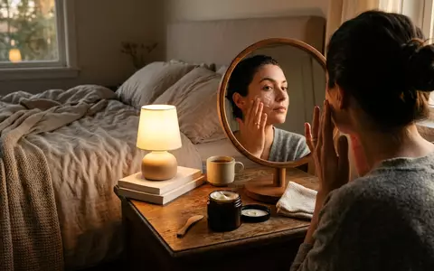 Fotorealistische Aufnahme von Gesichtscreme am Spiegel zum Thema Estée Lauder Revitalizing Supreme+, warmes Abendlicht - Foto: THN