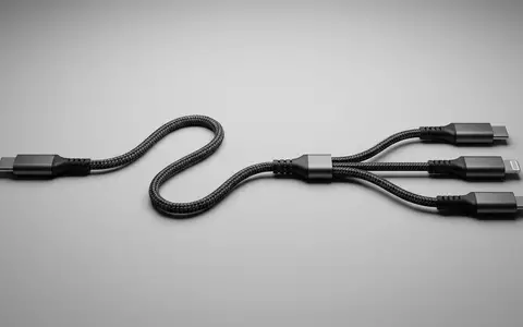 Fotorealistische Studioaufnahme von Mehrfach Ladekabel zum Thema Baseus 3-in-1 Kabel USB-C, klare Lichtfuehrung - Foto: THN