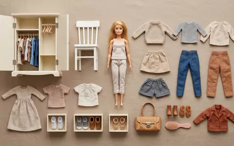 Flatlay-Arrangement rund um Modepuppe zum Thema Barbie Fashionistas Puppe, weiches Oberlicht, sachlich dargestellt - Foto: THN