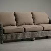Fotorealistische Studioaufnahme von Gartensofa zum Thema Beliani Gartensofa 3-Sitzer Polyrattan, klare Lichtfuehrung - Foto: THN