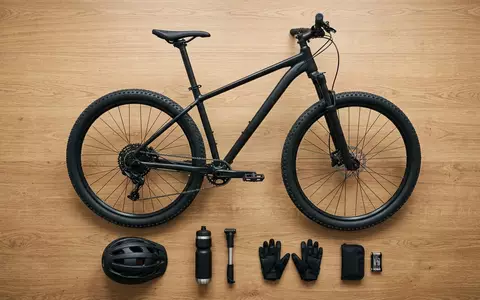 Flatlay-Arrangement rund um Mountainbike zum Thema Scott Aspect 950 Mountainbike, weiches Oberlicht - Foto: THN