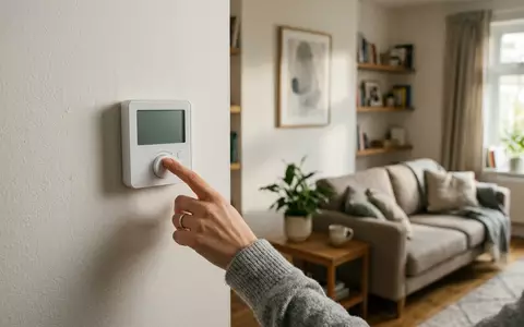 Fotorealistische Aufnahme von Raumthermostat im Wohnzimmer zum Thema Bosch Smart Home Raumthermostat, natuerliches Licht - Foto: THN