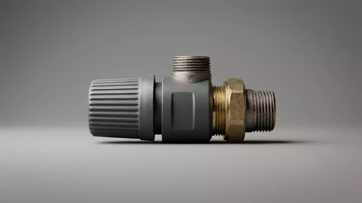 Fotorealistische Studioansicht von Heizkoerperthermostat in neutraler Produktdarstellung