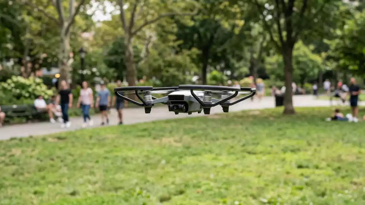 Fotorealistische Ansicht von Propellerschutz im Park in realer Umgebung, neutral