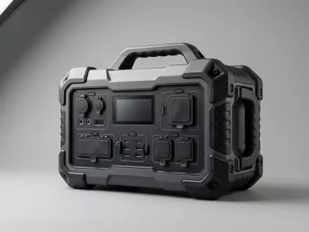 Fotorealistische Studioaufnahme von Powerstation zum Thema Growatt INFINITY 1500 Powerstation, klare Lichtfuehrung - Foto: THN