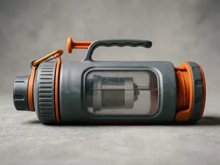 Fotorealistische Studioaufnahme von Filterflasche zum Thema Grayl GeoPress 710ml Filterflasche, klare Lichtfuehrung - Foto: THN