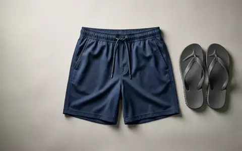 Fotorealistische Studioaufnahme von Bade-Set zum Thema Reef Herren Badeshorts Cushion, klare Lichtfuehrung - Foto: THN