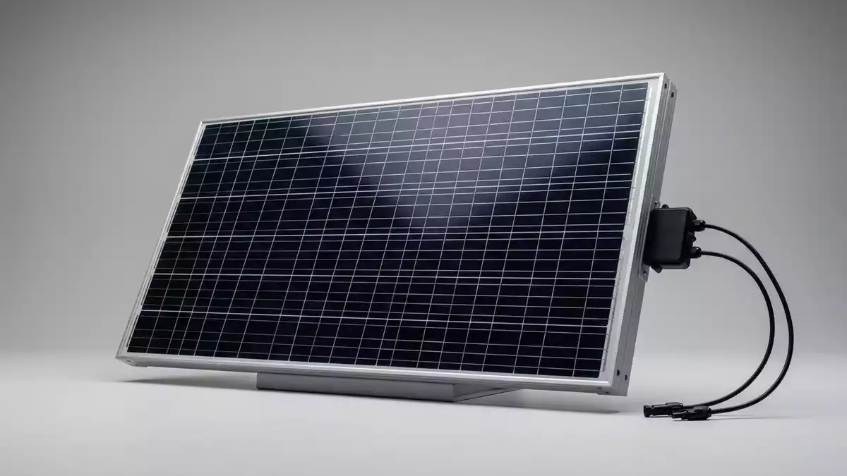 Fotorealistische Studioansicht von Solarpanel in neutraler Produktdarstellung, neutral
