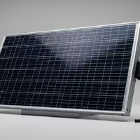 Fotorealistische Studioaufnahme von Solarpanel zum Thema Renogy 100W Solarpanel Monokristallin, klare Lichtfuehrung - Foto: THN