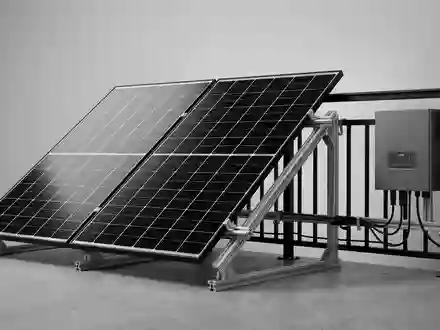 Fotorealistische Studioaufnahme von Balkonkraftwerk zum Thema Zendure SolarFlow 800W Balkonkraftwerk, klare Lichtfuehrung - Foto: THN