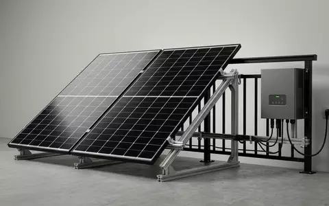 Fotorealistische Studioaufnahme von Balkonkraftwerk zum Thema Zendure SolarFlow 800W Balkonkraftwerk, klare Lichtfuehrung - Foto: THN