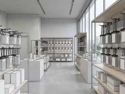 Architektur-Render im Reisezubehoergeschaeft mit Handyhuelle zum Thema YOSH Wasserdichte Handyhülle 2er, neutrales Tageslicht - Foto: THN