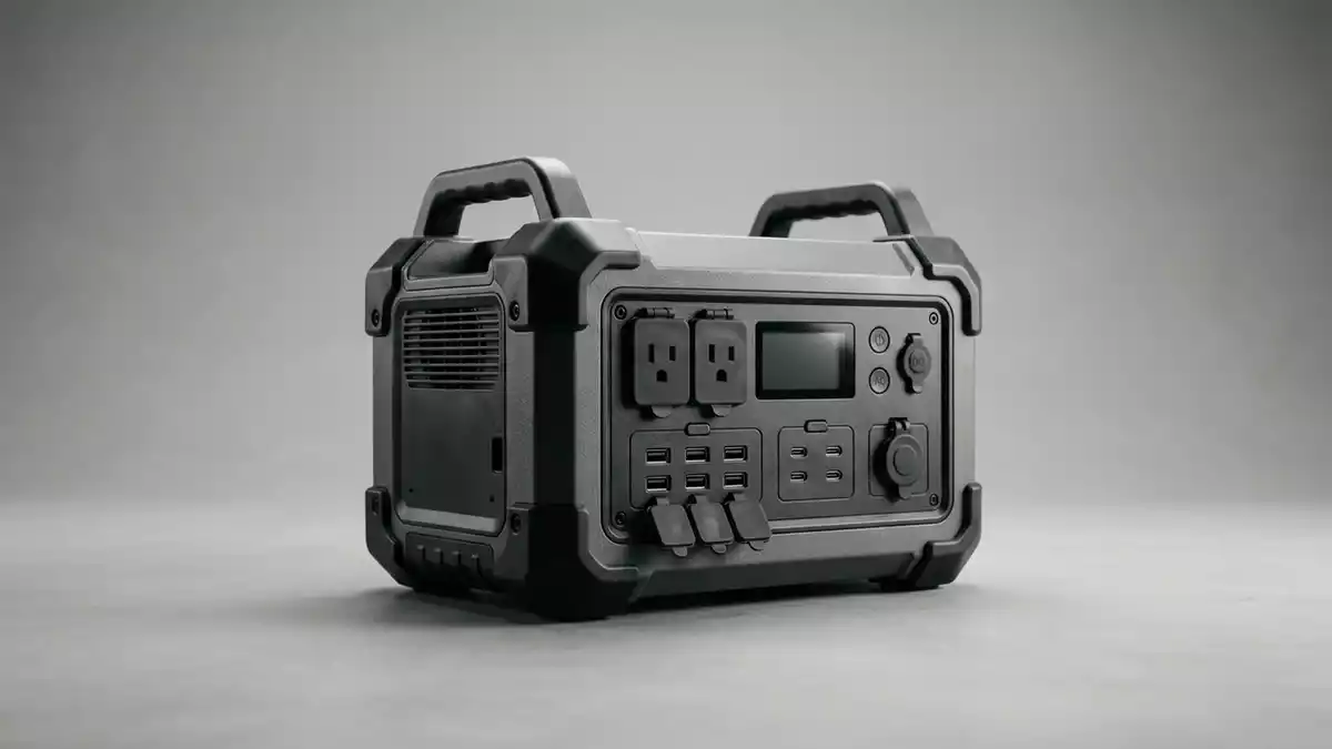 Fotorealistische Studioansicht von Powerstation in neutraler Produktdarstellung