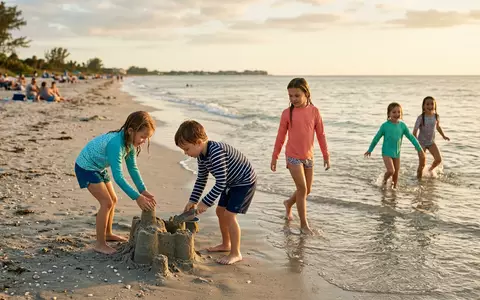 Fotorealistische Aufnahme von Kinder Badeshirt Set am Strand zum Thema Beco Kinder Sealife UV-Schutz - Foto: THN