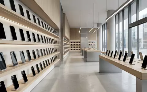 Architektur-Render im Elektronikmarkt mit Smartphone zum Thema Samsung Galaxy A35 5G, neutrales Tageslicht - Foto: THN