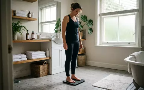 Fotorealistische Aufnahme von Koerperanalysewaage im Badezimmer zum Thema Withings Body Scan Körperanalysewaage, natuerliches Licht - Foto: THN