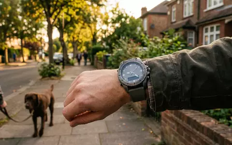 Fotorealistische Aufnahme von Hybrid-Smartwatch beim Spaziergang zum Thema Withings Steel HR Hybrid-Smartwatch, warmes Abendlicht - Foto: THN