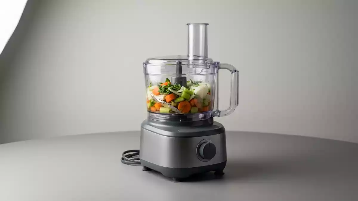 Fotorealistische Studioansicht von Kuechenmaschine in neutraler Produktdarstellung