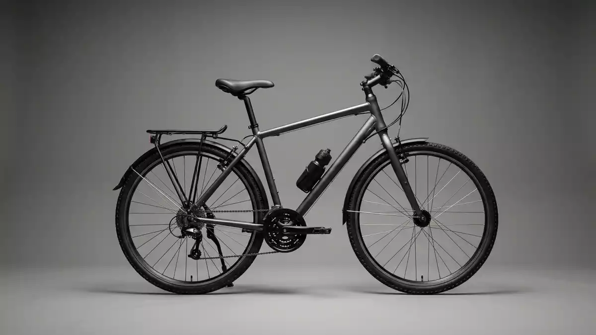 Fotorealistische Studioansicht von Trekkingrad in neutraler Produktdarstellung