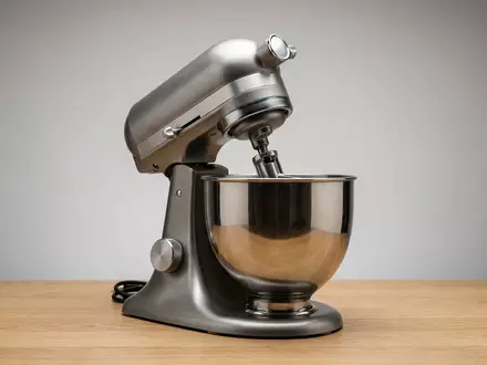 Fotorealistische Studioaufnahme von Kuechenmaschine zum Thema Kenwood Chef Titanium KVC7300S, klare Lichtfuehrung - Foto: THN