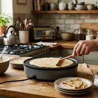 Fotorealistische Aufnahme von Crepesgeraet in der Kueche zum Thema Unold 48816 Crepes Maker, natuerliches Licht - Foto: THN