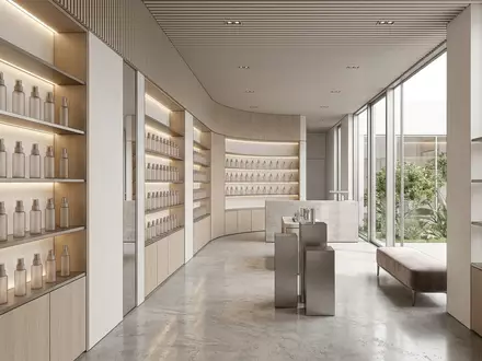 Architektur-Render im Kosmetikgeschaeft mit Fixierspray zum Thema Urban Decay All Nighter, neutrales Tageslicht - Foto: THN