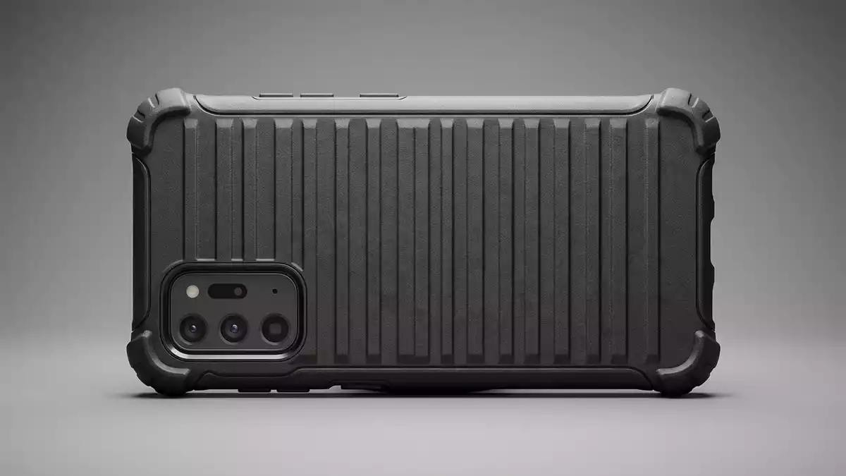 Fotorealistische Studioansicht von Telefonschutzhulle in neutraler Produktdarstellung