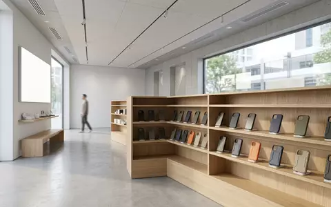 Architektur-Render im Handyzubehoerladen mit Telefonschutzhulle zum Thema Spigen Tough Armor Hülle, neutrales Tageslicht - Foto: THN