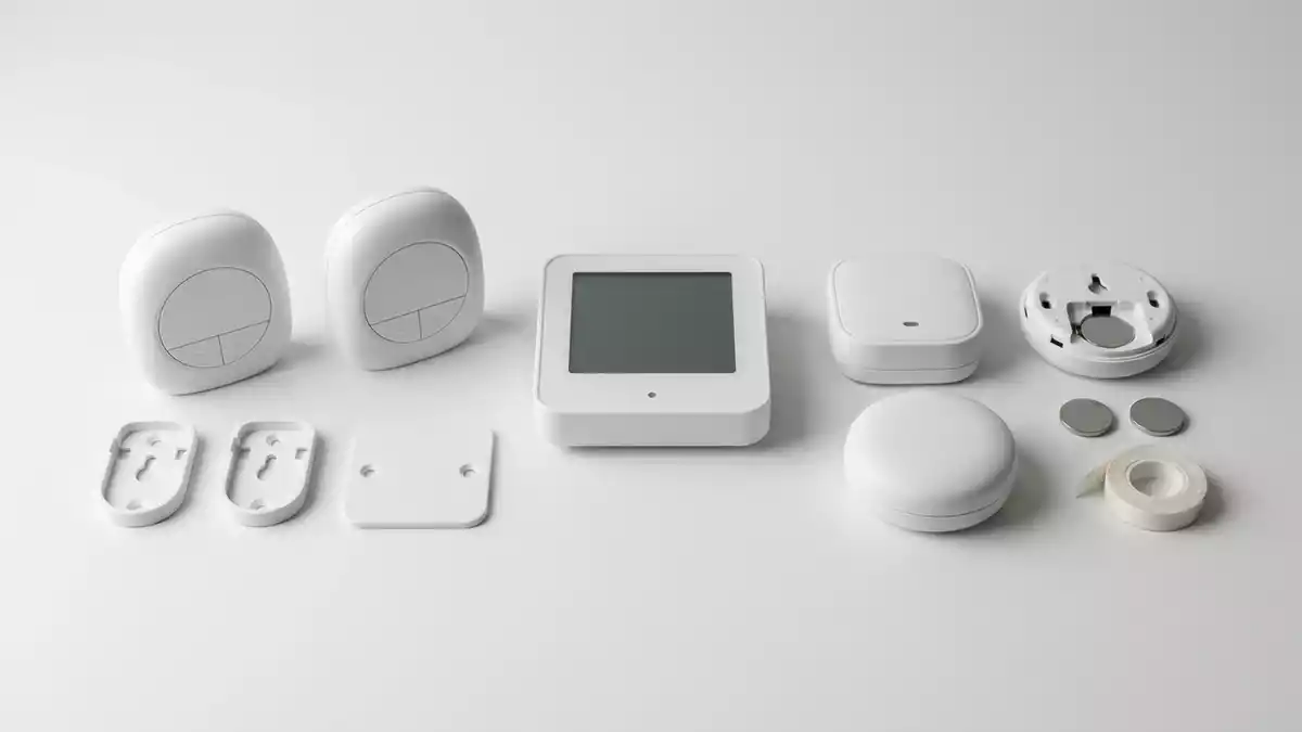 Fotorealistische Studioansicht von Heizungssteuerung in neutraler Produktdarstellung