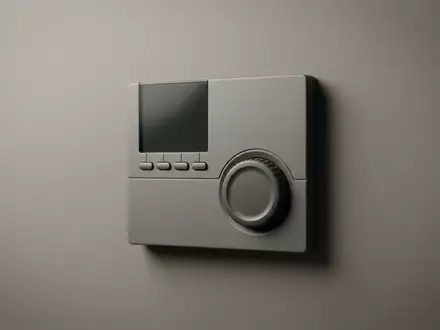 Fotorealistische Studioaufnahme von Programmierbarer Thermostat zum Thema Honeywell Home T6 Pro, klare Lichtfuehrung - Foto: THN