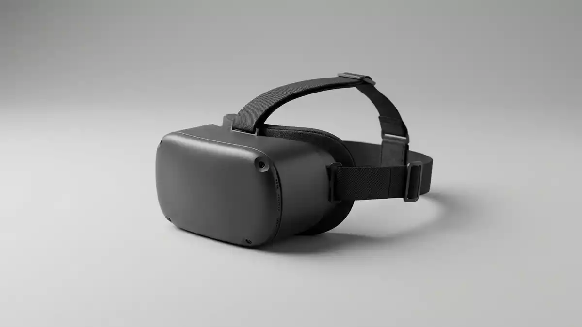 Fotorealistische Studioansicht von Virtual Reality Headset in neutraler Produktdarstellung