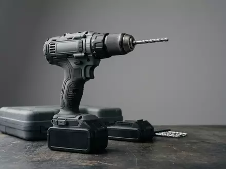 Fotorealistische Studioaufnahme von Akku Schlagbohrschrauber zum Thema Black+Decker BDCHD18KB-QW Akku-Schlagbohrschrauber 18V, klare Lichtfuehrung - Foto: THN