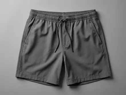 Fotorealistische Studioaufnahme von Badeshorts zum Thema Polo Ralph Lauren Herren, klare Lichtfuehrung - Foto: THN