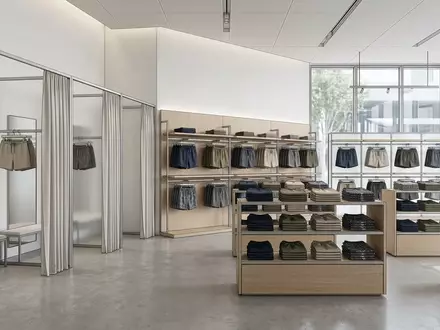 Architektur-Render im Bademode Boutique mit Badeshorts zum Thema Polo Ralph Lauren Herren, neutrales Tageslicht - Foto: THN
