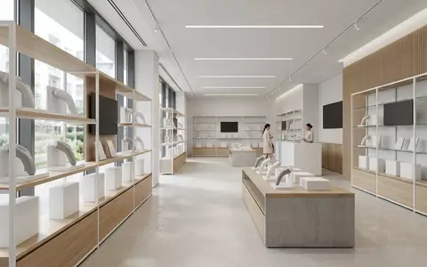Architektur-Render im Koerperpflege Laden mit IPL-Haarentferner zum Thema Braun Smart IPL Skin, neutrales Tageslicht - Foto: THN