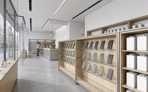Architektur-Render im Handyzubehoergeschaeft mit Displayschutzglas zum Thema JETech Panzerglas iPhone 17, neutrales Tageslicht - Foto: THN